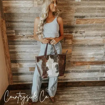 Cowhide Leather Tote Bag | Genuine Leather Western Purse