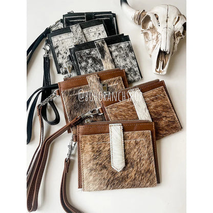 Leather Cowhide Wristlet Wallet