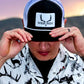 Lightning Wes Trucker Hat | Black & White Western Deer Antler Logo Cap