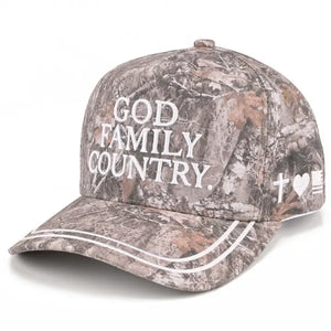 "God Family Country" Camo Trucker Hat for Women | Faith & Country Cap