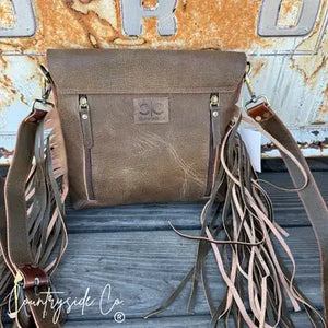 Georgia Cowhide Tooled Leather Fringe Crossbody Purse