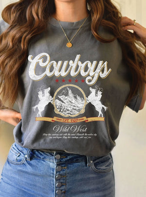 Wild West Cowboy Graphic Tee | Women's Western Horse & Lasso T-Shirt