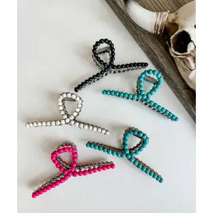 Beaded Metal Banana Hair Claw Clip | Western Cowgirl Style, 4.25" Clip