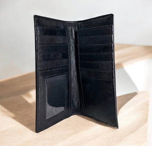 Men's Tooled Leather & Cowhide Western Wallet | Handcrafted Bifold