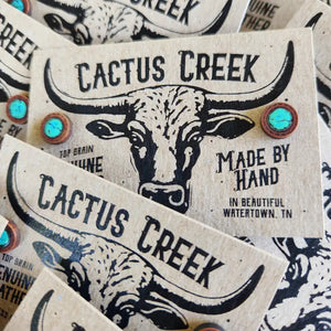 Turquoise Leather Button Earrings | Handmade Genuine Western Studs