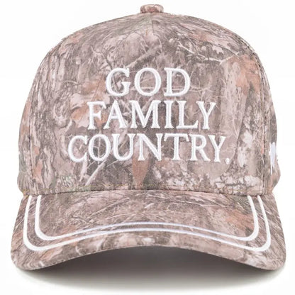"God Family Country" Camo Trucker Hat for Women | Faith & Country Cap