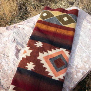 Andean Alpaca Wool Blanket | Queen Size Reversible Western Rust Blanket