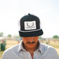 Lightning Wes Trucker Hat | Black & White Western Deer Antler Logo Cap