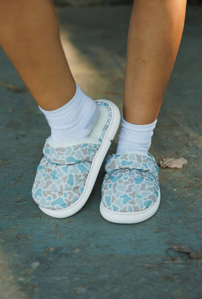 Women's Camo Print Slip-On Slippers | Memory Foam Cushioned House Shoes with Non-Slip Sole