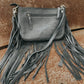 Fringed Tooled Leather Crossbody Purse | Black Western Bag