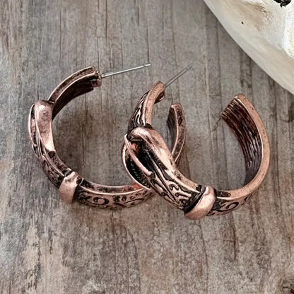 Western Belt Buckle Open Hoop Earrings – Copper Cowgirl Statement
