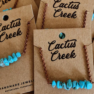 Turquoise and Copper Bar Necklace