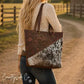 Ranch House Tooled Leather Cowhide Tote Bag