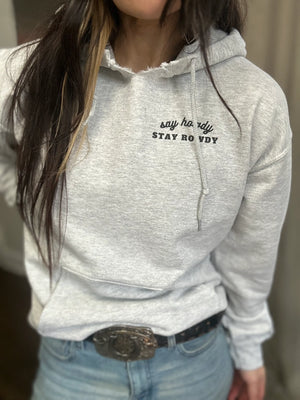 Say Howdy Stay Rowdy Women's Hoodie | Pretty Little Poison Snake Graphic | Grey Western Sweatshirt