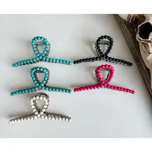 Beaded Metal Banana Hair Claw Clip | Western Cowgirl Style, 4.25" Clip