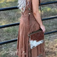 Georgia Cowhide Tooled Leather Fringe Crossbody Purse