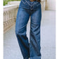 Stitched Waist Retro Western Jeans | Women's High-Waist Wide Leg Denim