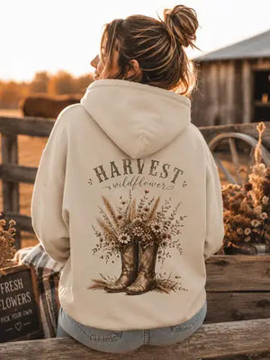 Wildflower Boots Hoodie | Cozy Western Fall Sweatshirt