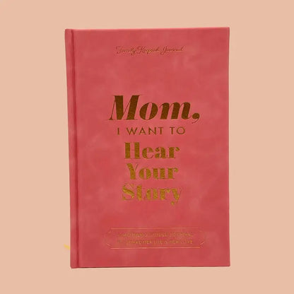 Red notebook with gold text on a beige background