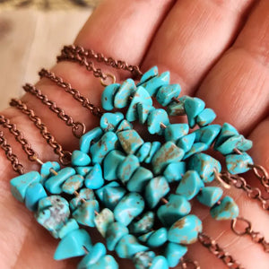 Turquoise and Copper Bar Necklace